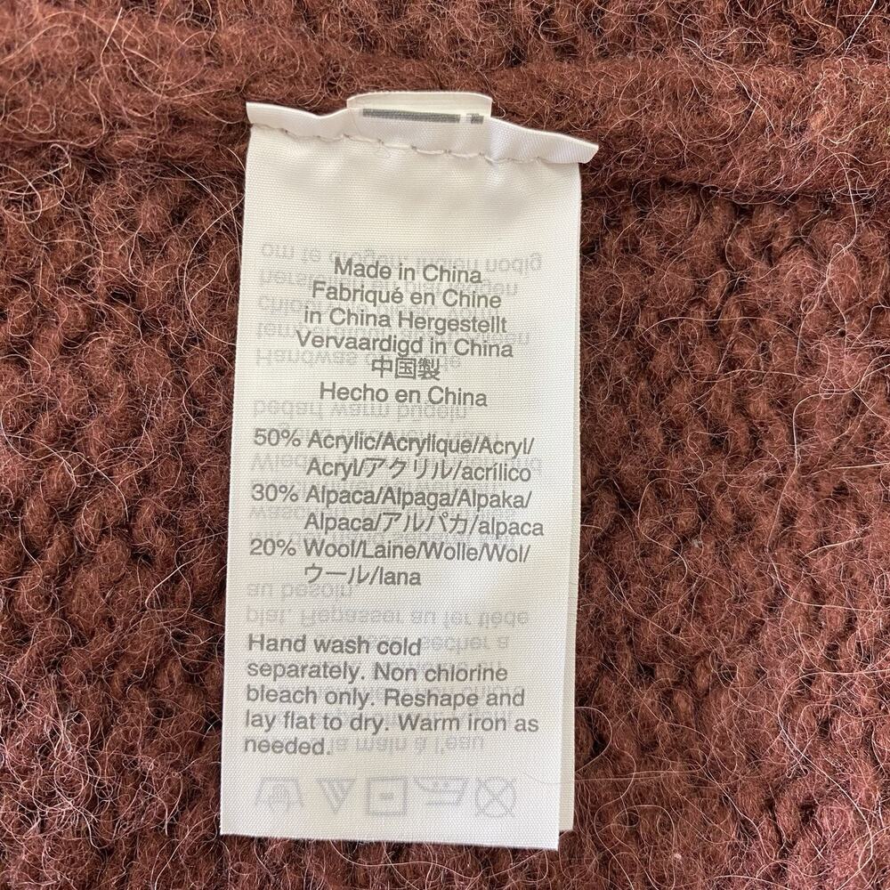 Madewell Wool Alpaca Open Front Cardigan XXS Rust Maroon Brown Cozy Fall Sweater - Picture 4 of 10